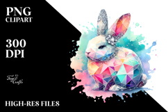 Pastel Diamond Bunny on Splashy Background PNG Product Image 2
