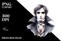 Simple Watercolor with Vampire PNG Product Image 2