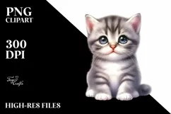 Cute Baby Cat with Big Eyes PNG Product Image 1
