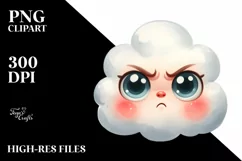 Watercolor Funny Baby Face Expressive Cloud PNG Product Image 3