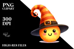 Funny Halloween Clipart with Hat PNG Product Image 2