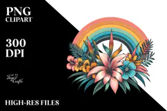 Vintage Tropical Flower Rainbow, PNG Product Image 2