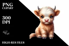 Cute Highland Cow Baby | Sublimation | Clipart Product Image 1