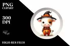 Cute Baby Cow Halloween PNG Product Image 1