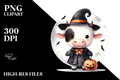 Cute Baby Cow Halloween PNG Product Image 2