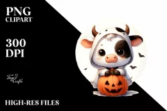 Cute Baby Cow Halloween PNG Product Image 3