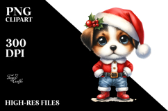 Expressive Puppy in Santa Suit Standing Up Product Image 2