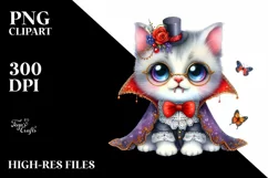 Whimsical Kitten Vampire Clipart Product Image 3