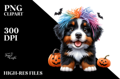 Watercolor Bernese Mountain Dog for Halloween PNG Product Image 2