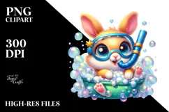 Crazy-Eyed Baby Rabbit with Snorkel, Transparent PNG Product Image 2