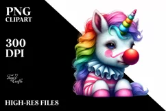 Baby Unicorn Wearing Clown Nose PNG Product Image 1