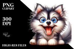 Crazy Siberian Husky Watercolor Clipart Product Image 2