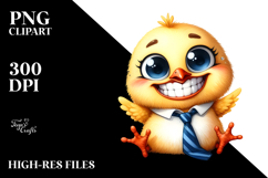 Watercolor Funny Chick Sitting Tie Clipart Product Image 2