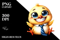 Watercolor Funny Chick Sitting Tie Clipart Product Image 2