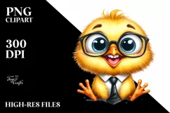 Watercolor Chick Tie with Big Eyes | Caricature-Like Clipart Product Image 1