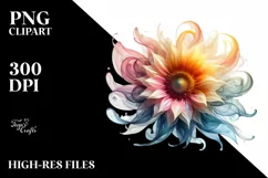 Abstract Vibrant Sunflower, White Background PNG Product Image 3