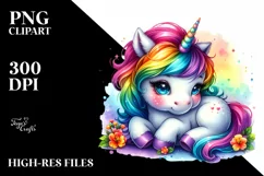 Colorful Baby Unicorn | Clipart Product Image 3