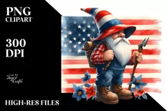 Washed Watercolor Patriotic Farmer Gnome | Sublimation Product Image 1