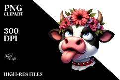 Cartoony Cow Flower Crown PNG Product Image 2