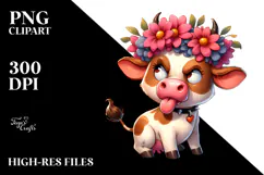 Cartoony Cow Flower Crown PNG Product Image 2