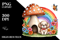Colorful Mushroom Dog House | Watercolor Illustration Product Image 2