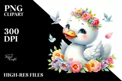 Whimsical Baby Swan with Flowers Product Image 3