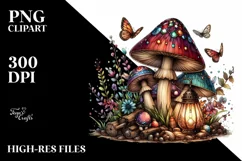 Magical Mushroom with Watercolor Splash PNG Product Image 1