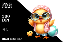 Watercolor Baby Chick Portrait Beachwear | Watercolor Product Image 2