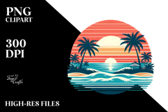 Retro Tropical Beach Sunset 20 oz Tumbler PNG Product Image 2