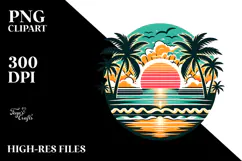 Retro Tropical Beach Sunset, 20 oz Tumbler Product Image 2