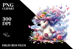 tumbling Baby Unicorn with Spring Petals Product Image 2
