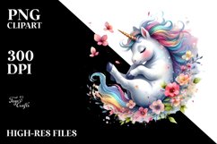 Colorful Baby Unicorn Tumbling with Spring Petals | Product Image 1