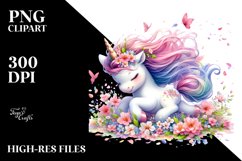 Colorful Baby Unicorn Tumbling with Spring Petals | Product Image 3