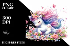 Colorful Baby Unicorn Tumbling with Spring Petals | Product Image 3