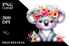 Vibrant Flower Crown Koala Clipart Product Image 2