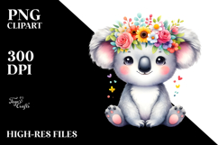 Vibrant Flower Crown Koala Clipart Product Image 2
