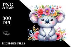 Cute Vibrant Flower Crown Koala Clipart Product Image 2