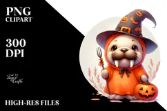 Cute Baby Walrus Halloween PNG Product Image 2