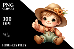Cute Watercolor Baby Scarecrow Thumbs Up | Clipart Product Image 2