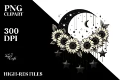 Vibrant Half Moon with Sunflowers PNG Product Image 2