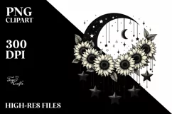 Vibrant Half Moon with Sunflowers PNG Product Image 1