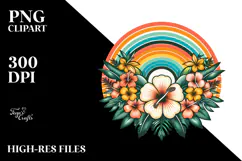 Retro Tropical Flower Rainbow Clipart Tshirt, 20 oz Tumbler Product Image 2