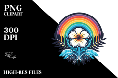Retro Tropical Flower Rainbow, 20 oz Tumbler PNG Product Image 2