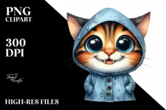 Cat Raincoat Big Eyes Caricature | Sublimation | Clipart Product Image 3