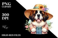 Happy Saint Bernard Floral Frame | Sublimation | Clipart Product Image 3