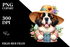 Happy Saint Bernard Floral Frame | Sublimation | Clipart Product Image 2