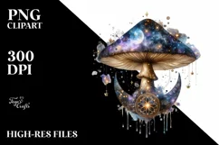 Detailed Shiny Mystical Celestial Mushroom, PNG Product Image 1
