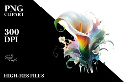 Calla Lily with Watercolor Splash PNG Product Image 2