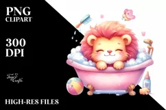Pink-ish Baby Lion Sleeping in Bathtub Product Image 3