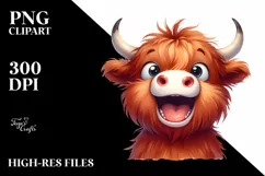 Funny Expressive Cow with Big Eyes PNG Product Image 3